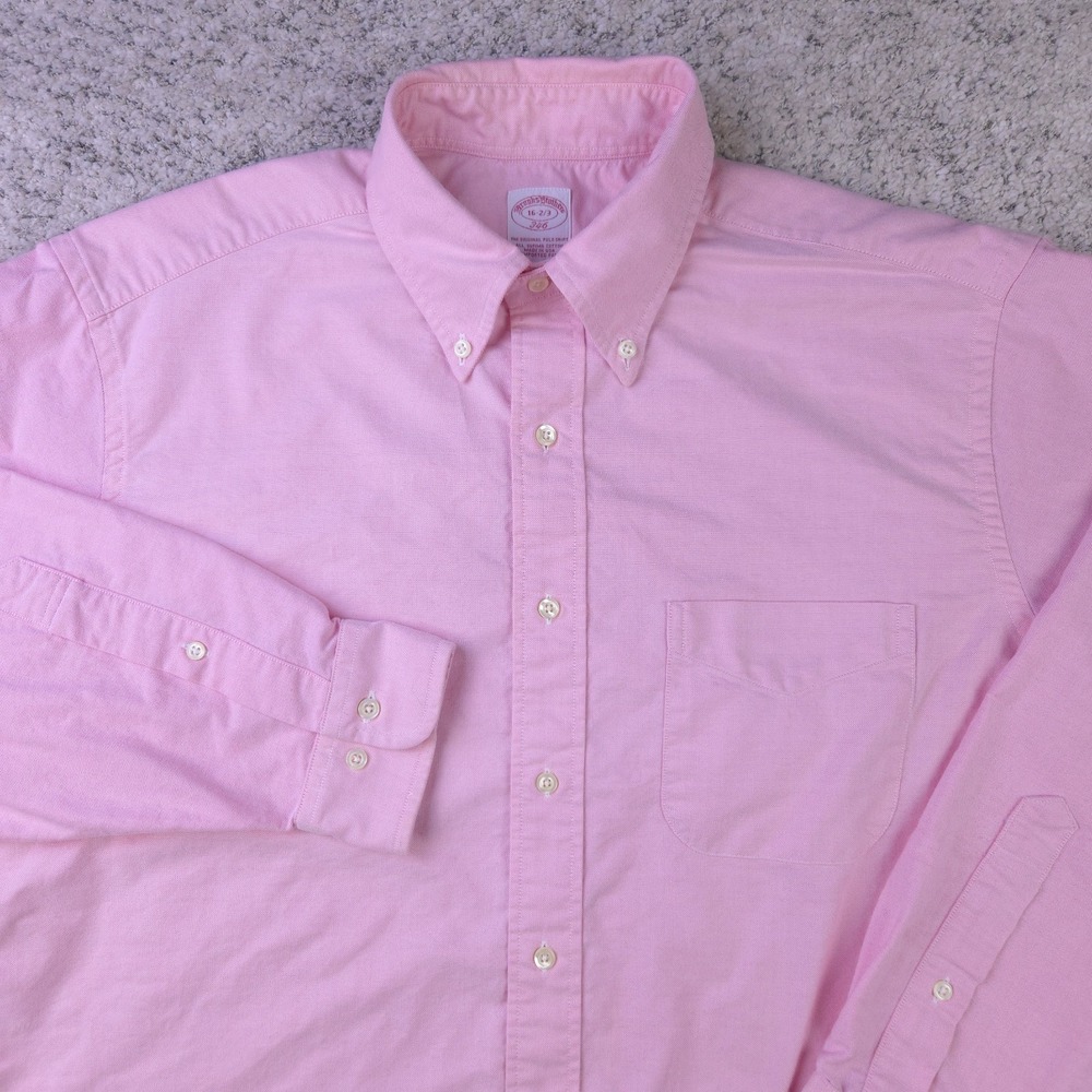 Brooks Brothers OCBD Shirt Mens 16-2/3 Oxford Made In USA Dress Pink Button Down